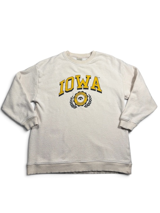 Ug Apparel Sweaters - Vintage Style Large Iowa Crewneck Sweatshirt Cream White Yellow Hawkeye Cozy